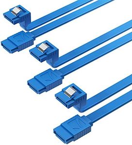 SABRENT SATA III (6 Gbit/s) Right Angle Data Cable with Locking Latch for HDD/SSD/CD and DVD drives (3 Pack - 20-Inch) in Blue (CB-SRB3)