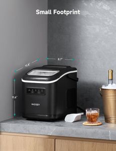 HiCOZY Countertop Ice Maker – Portable, Self-Cleaning, 12kg/24hr, Black
