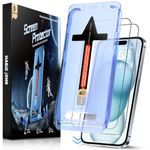 MAGIC JOHN 2 Pack for iPhone 15 Tempered Glass Screen Protector 6.1 inch, Auto Dust-Elimination Installation, Bubble Free, Dynamic Island Compatible, HD Clear, Easy Installation, Anti-Scratch