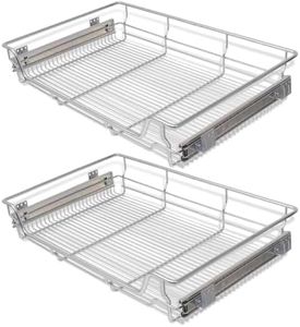 vidaXL Silver Pull-out Wire Baskets, Durable Polished Chrome-Plated Steel, Easy Installation, 2 pcs, Suitable for 800 mm Wide Cabinets