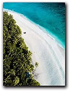 Beach Overlooking Blue Ocean Living Room Bedroom Entrance Decoration Painting Modern Picture Art Wall Canvas Motivational Poster (50x70cm No Frame,1)