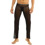 iiniim Mens Ventilation See-Through Pants Sportswear Loose Trousers Underwear Casual Clothing Black Large