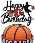 Basketball Happy 10th Birthday Cake Topper 10 Ten Years Old Basketball Player Scene Cake Decoration Sport Theme Tenth Birthday Party Event Supplies for Boys Kids