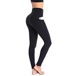 Ollrynns Leggings for Women UK Gym Leggings with Pockets High Waist Yoga Pants Tummy Control Sports Workout Trousers CA166(Black XXL)