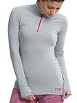 TCA Women's Lightweight Fusion Quickdry Long Sleeve Half-Zip Running Top - Cool Grey/Black, XS - Cool Grey/Pink Spark, XS