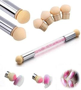 Nail Art Brosse Éponge Double Tête Brosse éponge Outil de Dégradé de Render de Vernis à Ongles Comprend 4 têtes de Brosse de Rechange Pinceau Nail Art ongles Ongles Accessoires