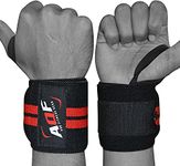 AQF Power Weight Lifting Wrist Wraps Supports Gym Training Fist Straps - Sold as Pair & One Size Fits All (Black)