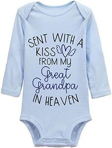 Sent with A Kiss from My Great Grandpa in Heaven Infant Newborn Baby Long Sleeve Bodysuit, Blue, 3 Months