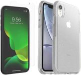 OtterBox Symmetry Clear Series Case for iPhone XR (Only) - with Zagg Glass Elite Clear Screen Protector - Non-Retail Packaging - Stardust (Silver Flake/Clear)