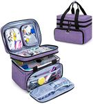 BAFASO Double Layer Sewing Accessories Organizer with 2 Detachable Pouches, Large Sewing Storage Bag for Sewing Tools (Bag ONLY), Purple