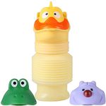 Topcloud Shrinkable Urinal, 420ml Portable Mobile Toilet Potty Pee Urine Bottle with Two Cartoon Heads, Reusable Emergency Urinal for Kids Camping Car Travel Traffic Jam and Queuing