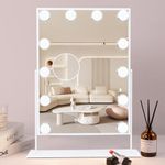 COOLJEEN Hollywood Vanity Mirror with Lights, 10X Magnification, 3 Color Lighting Modes, 360 Swivel, Slim & Chic, Tabletop Mount, 14"x 19"