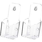 2 pack Acrylic Brochure Holder Plastic Clear Literature Holder Countertop Organizer Flyer Card Magazine Pamphlet Business Display Portable Wall Mount for Storing Letters Folders Document Cards