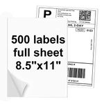 NefLaca 8.5" x 11" Full Sheet Labels, Shipping Address Labels Compatible Laser/Ink Jet Printer (1-up) (500 Lables)