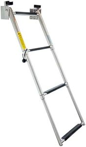 Garelick/EEz-In 19684 Telescoping Transom Ladder, 4-Step, Self-Lock Transom Mount Brackets, Stainless Steel, Rated to 400 Pounds