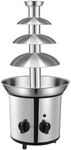 Chocolate Fountain Machine – Electric Stainless Steel Fondue Fountain, 4-Tier, 4-Pound Capacity for Chocolate, Candy, Butter & Cheese, Heated Bowl & Dual Controls
