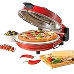 Giles & Posner EK5666 Tabletop Pizza Oven – 1200W Indoor Bella Pizza Maker, 5 Heat Settings, Fast Preheat, Professional 12“ Stone Baked Authentic Taste, Removable Pizza Stone, Cutter & 2 Paddles, Red