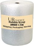 UR CHOICE Bubble Wrap - 300MM X 25M Roll of Premium Quality Polythene Small Bubble Wrap | Thicker & Durable | Ideal for Packaging, Delivering, and Moving Home/Office | Strong Protective Bubble Wrap