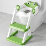 COOSEYA Frog Toilet Seat, Potty Training Toilet Seat for Toddler, Upgrade Potty Training Toilet 2 in 1 Toilet Seat for Boys Girls,Waterproof Soft Mat Non-Slip Step Stool(Green)