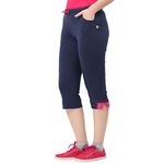 OCEAN RACE Girls Cotton Regular Fit Capri With Packet-Navy-12 Years - 13 Years