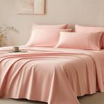 JELLYMONI Queen Sheet Sets Pink - 400 Thread Count 100% Cotton Sateen Sheets for Queen Size Bed, Soft and Cooling Sheets, 4 Pieces Hotel Luxury Bedding, Easy Care Cotton Sateen Sheet Set