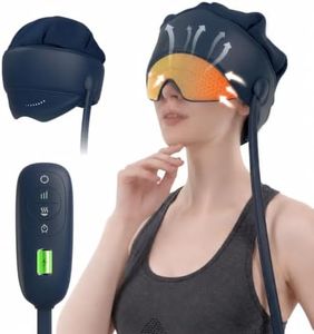 comrelax Head and Eye Massager with Heat, Rechargeable Electric Scalp and Forehead Massage Tool, 6-Zone Kneading, Adjustable Pressure, Remote Control
