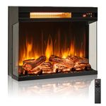 ORALNER 23“ Electric Fireplace Insert, 3-Sided View Glass Recessed Fireplace Heater w/ 7 Flame Colors, 5 Brightness, Remote & 8H Timer, Thermostat, for TV Stand Indoor, 1500W, Black (23 INCHES)