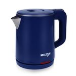 Milton Rapid Cool Touch Kettle 1L | 800 Watts | Stainless Steel Hot Water portable Electric Kettle for Home, Office | Auto Shut-Off with Wide Mouth | Cool-touch and Single-Touch Lid Lock (Blue)