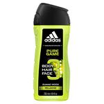 adidas Pure Game 3-in-1 Shower Gel for Men Cleans Body and Hair Pack of 6 x 250 ml