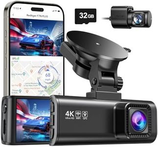 REDTIGER Dash Cam Front Rear, 4K/2.5K Full HD Dash Camera for Cars, Included 32GB Card, Built-in Wi-Fi GPS, 3.16” IPS Screen, Night Vision, 170�°Wide Angle, WDR, 24H Parking Mode(F7NP)