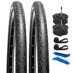 YUNSCM 2-PCS 700C Bike Tires 700x28C/28-622 60TPI and 700C Bike Tubes Presta Valve with 2 Rim Strips Compatible with 700x26C 700x27C 700 x 28C 700x29C 700x30C Bike Bicycle Tires and Tubes (Y-1154)