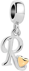 QueenCharms Initial A-Z Letter Charm Golden Heart Alphabet Dangle Beads for Bracelets & Necklaces
