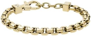 Armani Exchange Bracelet for Men , Inner length: 185-205mm / Size chain link: 8x8x4mm Gold Stainless Steel Bracelet, AXG0046710