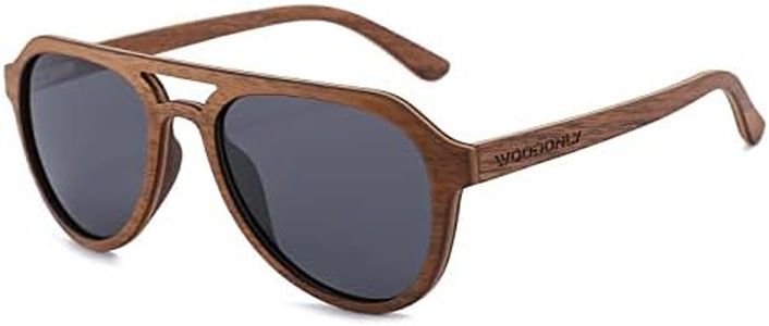 WOODONLY Pilot Wood Polarized Sunglasses - Classic Style Wooden Shades with Bamboo Case for Men and Women Perfect Gifts (Walnut)