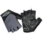 FDX Half Finger Cycling Gloves - Breathable, Gel Padded Protection, Anti-Slip - Fingerless Shock-absorbing Mitts for Mountain Bike, Road Bicycle, MTB, Riding, Men and Women (X-Large, Grey)