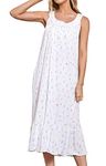 MZROCR Cotton Nightgowns for Women Soft Long Nightgown Sleeveless Night Gowns for Adult Women Sleepwear Comforable Nightdress, Print White, Large