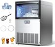 VEVOR Commercial Ice Maker Machine, 200 lbs/24h with 50 lbs Storage Capacity, Built-in/Freestanding/Under Counter, Stainless Steel Ice Maker with LED Display & Self-Cleaning, for Home Bar Restaurant