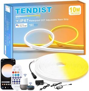 TENDIST 10M Neon LED Strip Light Outdoor WiFi, IP67 Waterproof Dimmable Warm White 3000k to Cool White 6500K Neon Rope Light Alexa Compatible, 24V DIY Flexible Led Neon for Outdoor, Kitchen Decor