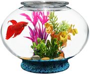 Koller Products 2-Gallon Fish Bowl, Impact-Resistant Plastic Fish Tank with Stand for Betta/Nano/Goldfish, Wedding Event Home Decor