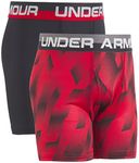 Under Armour Boys' Performance Briefs퍼포먼스 복서 브리프性 裤calzoncillos Tipo Bóxer.機能四角褲سروال داخلي قصير للأداءcuecas Boxer Slip Performanceperformance Boxershorts Briefs, Red/Black Print, L (Pack of 2)