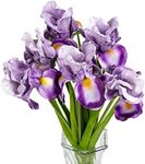 ACALEPH Iris Artificial Flowers 6Pack 23.6 inch, Long Stem Real Touch Fake Flowers Bouquets,Handmade Iris Faux Flowers for Wedding, Home Decor, Office Arrangements (Purple)