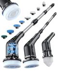 Leebein Electric Spin Scrubber, Cordless Bathroom Cleaning Brush with 8 Replaceable Brush Heads, 54 Inch Long Handle and Dual Speed Control Power Scrubber for Bathtub Floor Cleaning