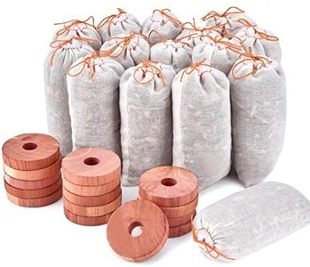 Homode Cedar Blocks for Clothes Storage, Cedar sachets for Drawers and Closets Fresh Scent, Aromatic Ceder Wood Chips Hanging Rings, Scented Clothing Bag Fresheners, 30 Pack