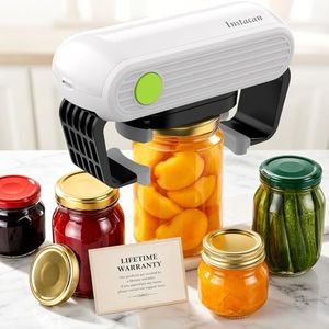 Electric Jar Opener for Seniors, Automatic Hands Free Jar Opener with One Touch Operation, Easy Open Bottle & Jar Opener for Arthritis, Cordless Kitchen Gadget(White/Green)