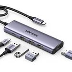 UGREEN Revodok USB C Hub 5 in 1 Multiport Adapter 4K HDMI, 100W Power Delivery, 3 x USB A 3.0 5Gbps USB C Dongle for MacBook Pro/Air, iPad Pro, iMac, iPhone 15 Pro/Pro Max, XPS, Thinkpad, Gray