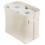 mDesign Fabric Storage Box - Household Storage Basket with Integrated Handles - Perfect for Holding Towels and Bathroom Accessories - Cream