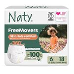 Naty FreeMovers Nappy Pants | Sensitive Skin Certified Potty Training Pants | Soft, Fragrance Free | Absorbent & Leak-Proof | Unisex Baby & Toddler | Size 6 (14–20 kg), 18 Count