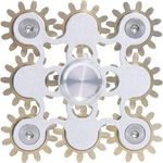 DMaos Fidget Spinner, Figity Toy, 9 Gears Linkage Smooth Metal Brass Stainless Steel with Stable Bearing, Durable Mechanics Romoveable, Premium Figit Toy - Silver
