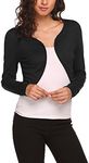 Hotouch Women Solid Bolero Jackets Long Sleeved Bolero Shrug Knit Cardigan Black S