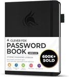 Clever Fox Password Book with tabs. Internet Address and Password Organizer Logbook with Alphabetical tabs. Large Size Password Keeper Journal Notebook for Computer & Website Logins (Black)